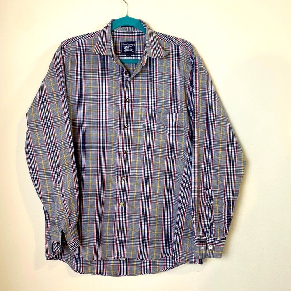 Burberry Dress Shirt Plaid Button Down Long Sleeve Size Medium